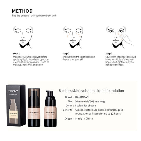 HANDAIYAN Full Cover Foundation Waterproof Moisturizer fond de teint couvrant Face Liquid Foundation Base Makeup for Dark Skin HANDAIYAN Full Cover Foundation Waterproof Moisturizer fond de teint couvrant Face Liquid Foundation Base Makeup for Dark Skin