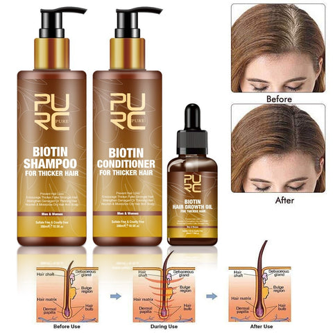 PURC Hair Care Ginger Biotin Three-piece Shampoo Conditioner Repair Dry And Frizz Essential Oil PURC Hair Care Ginger Biotin Three-piece Shampoo Conditioner Repair Dry And Frizz Essential Oil